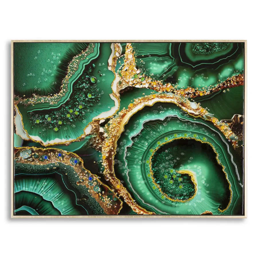 Malowany Obraz na Płótnie Lakierowany Szmaragd -A- z Ramą 82x4x62 cm